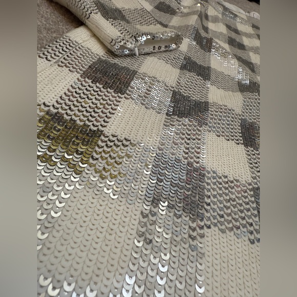 CAROLINA HERRERA Sequin Gingham Check Minidress w Long Sleeves - size 12 - NWT - Picture 6 of 15